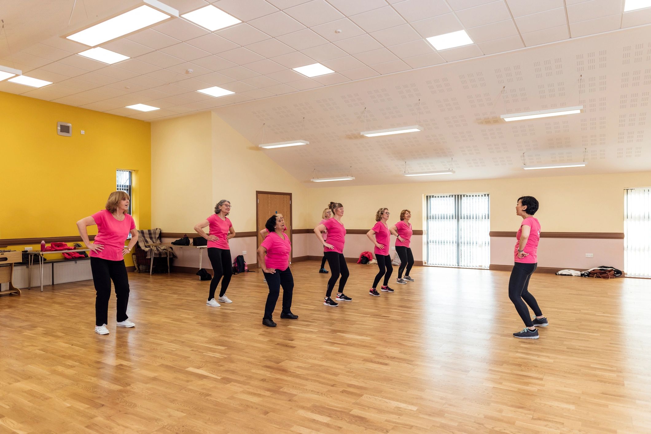 Women in a premium fitness studio class