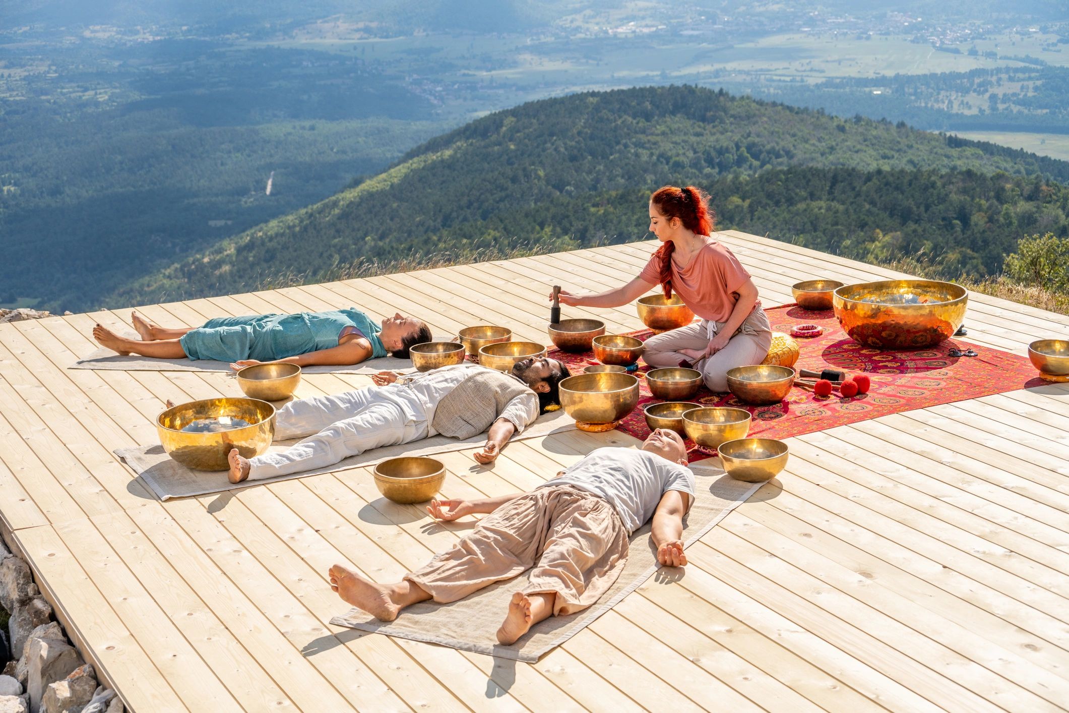 Group wellness session in a lounge setting