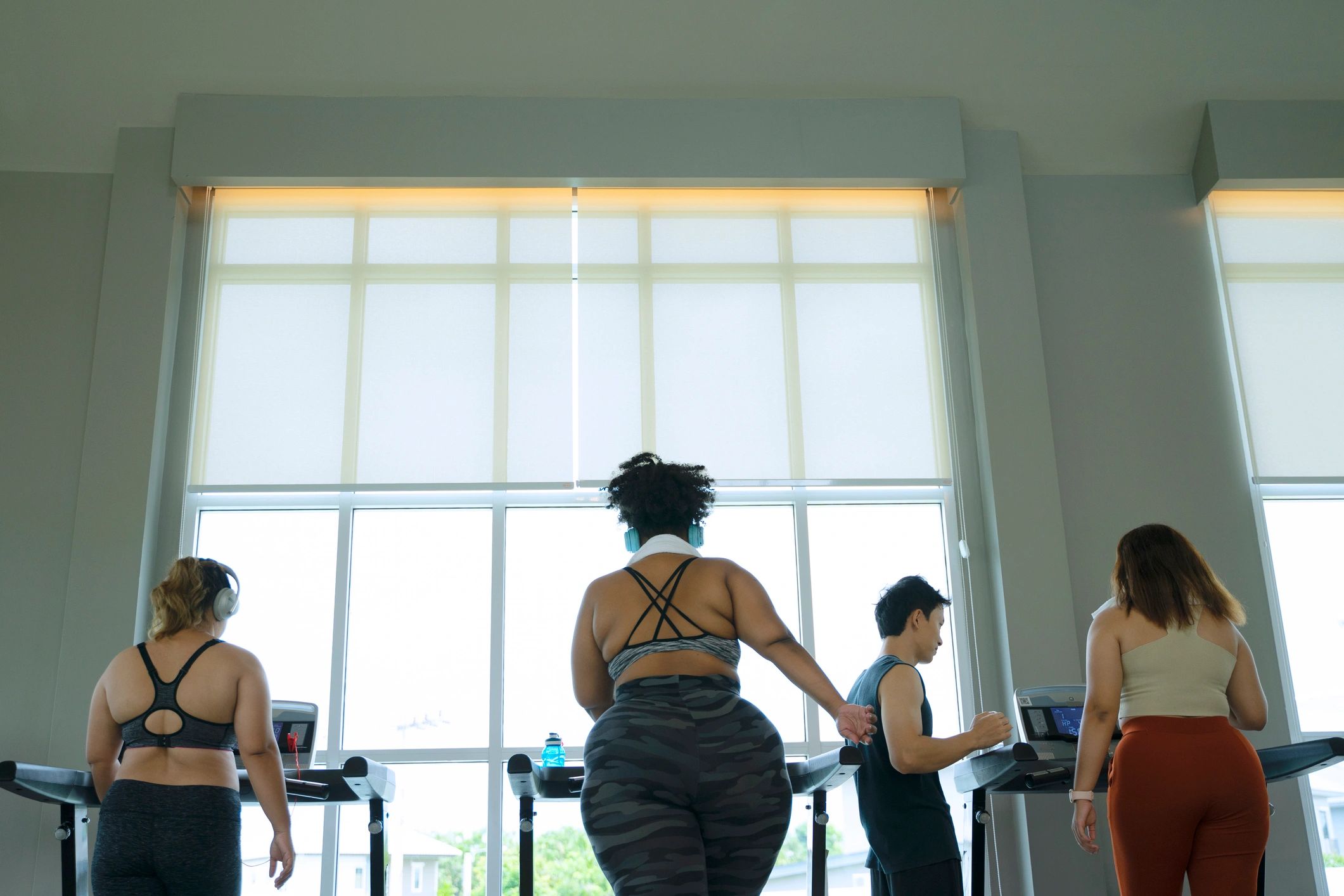 Women arriving together for a gym session